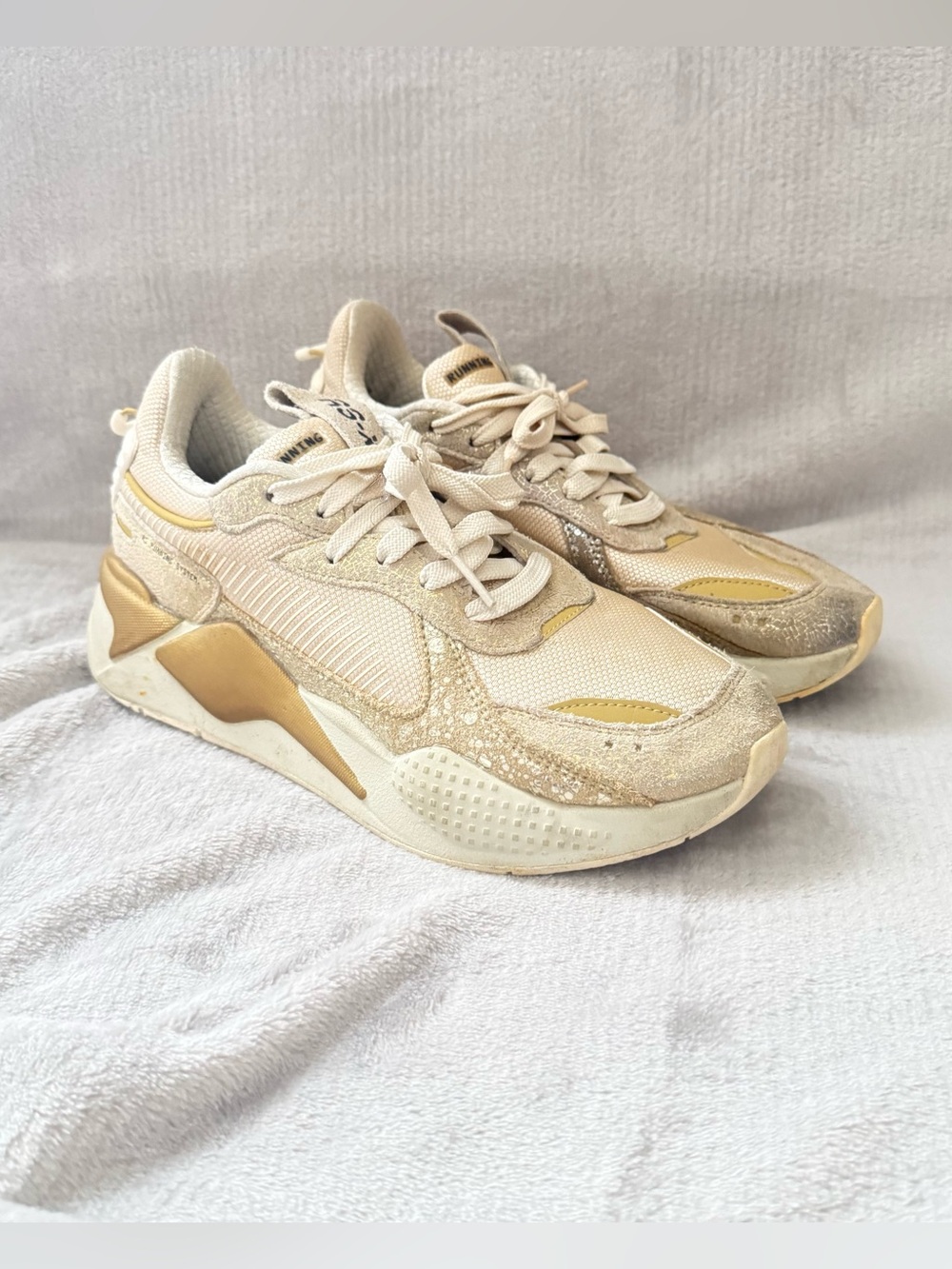 Puma RS-X Running Shoes Womens 8.5 Gold Cream Sneakers Casual